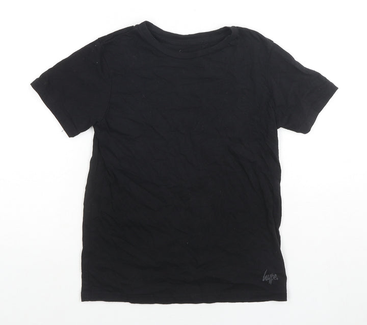 Hype Boys Black Polyester Basic T-Shirt Size 7-8 Years Round Neck Pullover
