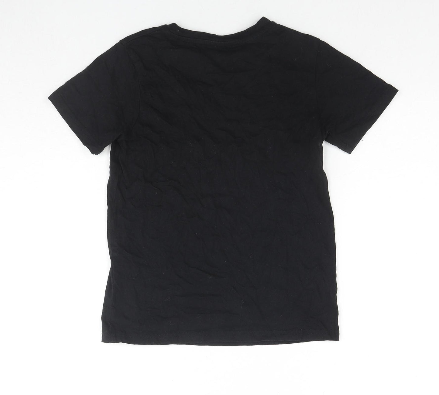 Hype Boys Black Polyester Basic T-Shirt Size 7-8 Years Round Neck Pullover