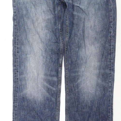 Timberland Mens Blue Cotton Straight Jeans Size 32 in L32 in Regular Zip