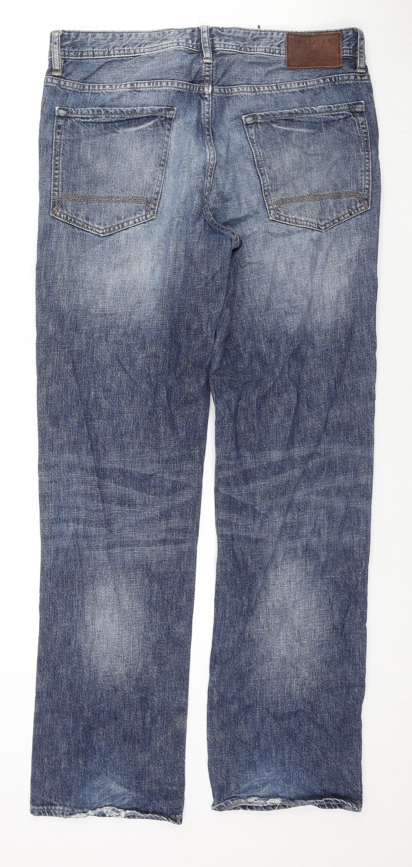 Timberland Mens Blue Cotton Straight Jeans Size 32 in L32 in Regular Zip