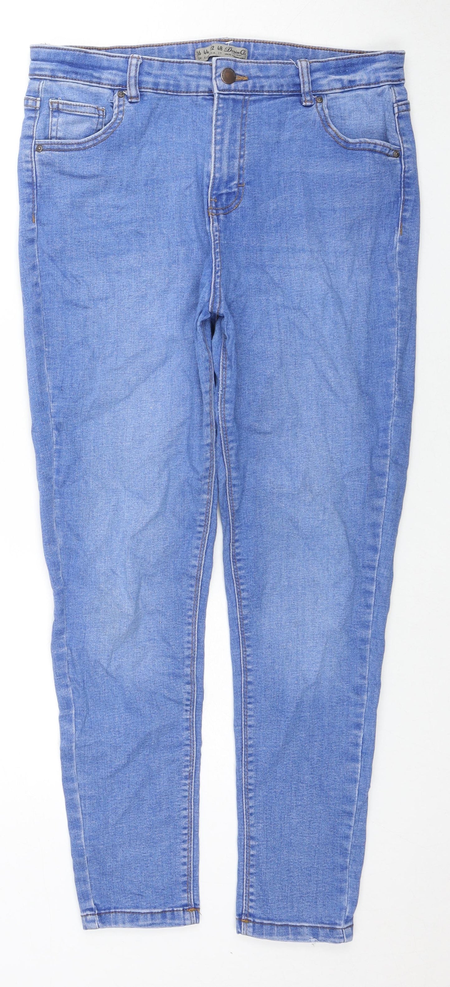 Denim & Co. Womens Blue Cotton Skinny Jeans Size 16 L20.5 in Regular Zip