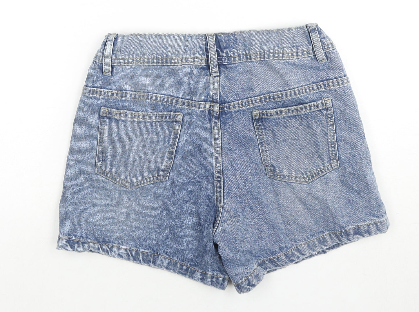 F&F Girls Blue Cotton Mom Shorts Size 12-13 Years L4 in Regular Zip - Flowers
