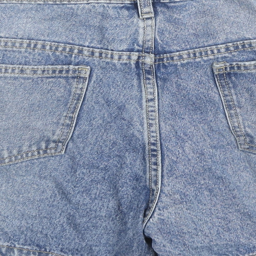 F&F Girls Blue Cotton Mom Shorts Size 12-13 Years L4 in Regular Zip - Flowers