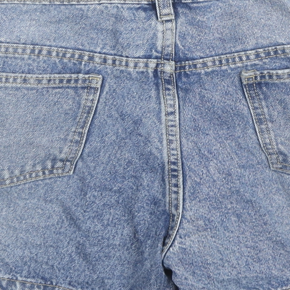 F&F Girls Blue Cotton Mom Shorts Size 12-13 Years L4 in Regular Zip - Flowers