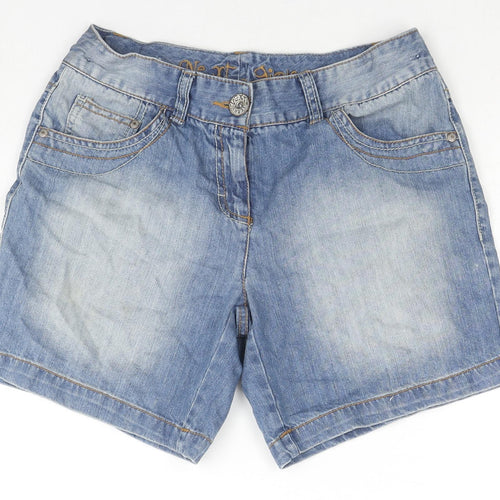 NEXT Girls Blue Cotton Mom Shorts Size 14 Years L6 in Regular Zip