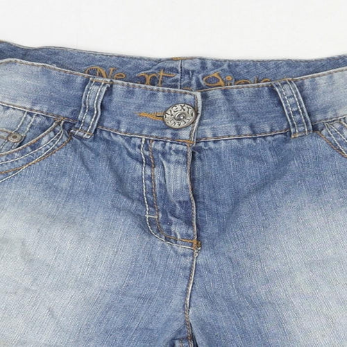 NEXT Girls Blue Cotton Mom Shorts Size 14 Years L6 in Regular Zip