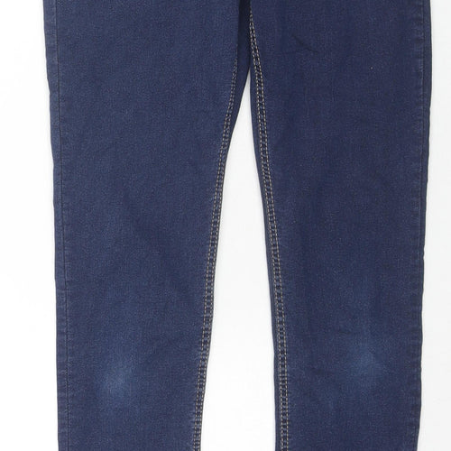 H&M Girls Blue Cotton Skinny Jeans Size 13-14 Years L26 in Regular Zip
