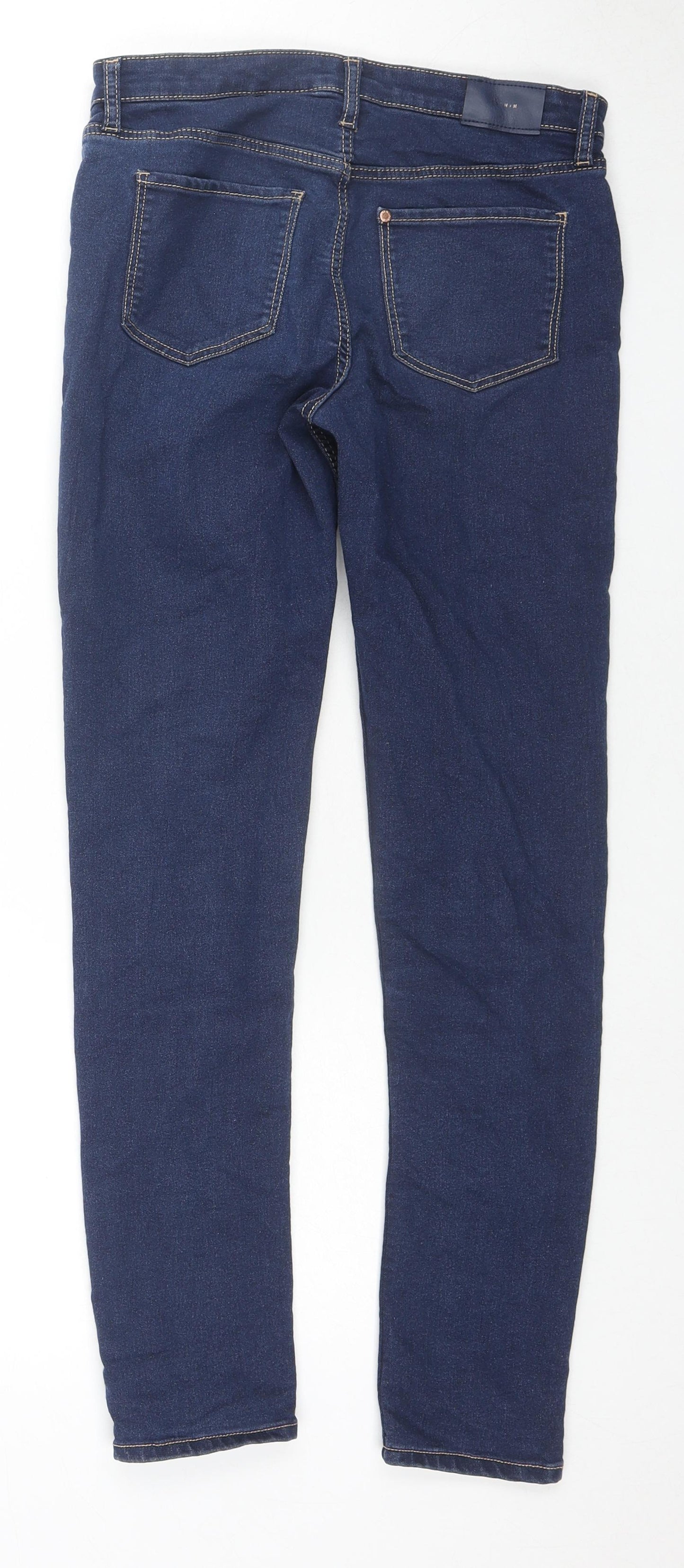 H&M Girls Blue Cotton Skinny Jeans Size 13-14 Years L26 in Regular Zip