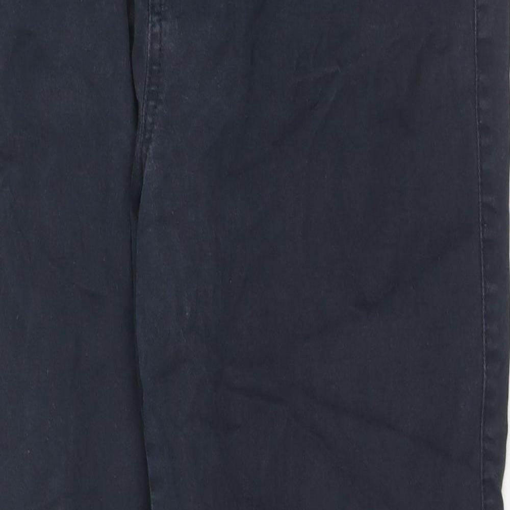 F&F Womens Blue Cotton Straight Jeans Size 14 L26 in Regular Zip