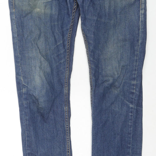 Topman Mens Blue Cotton Skinny Jeans Size 30 in L29 in Regular Zip