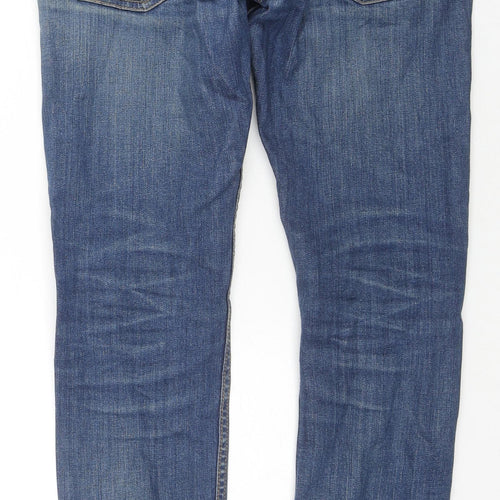 Topman Mens Blue Cotton Skinny Jeans Size 30 in L29 in Regular Zip