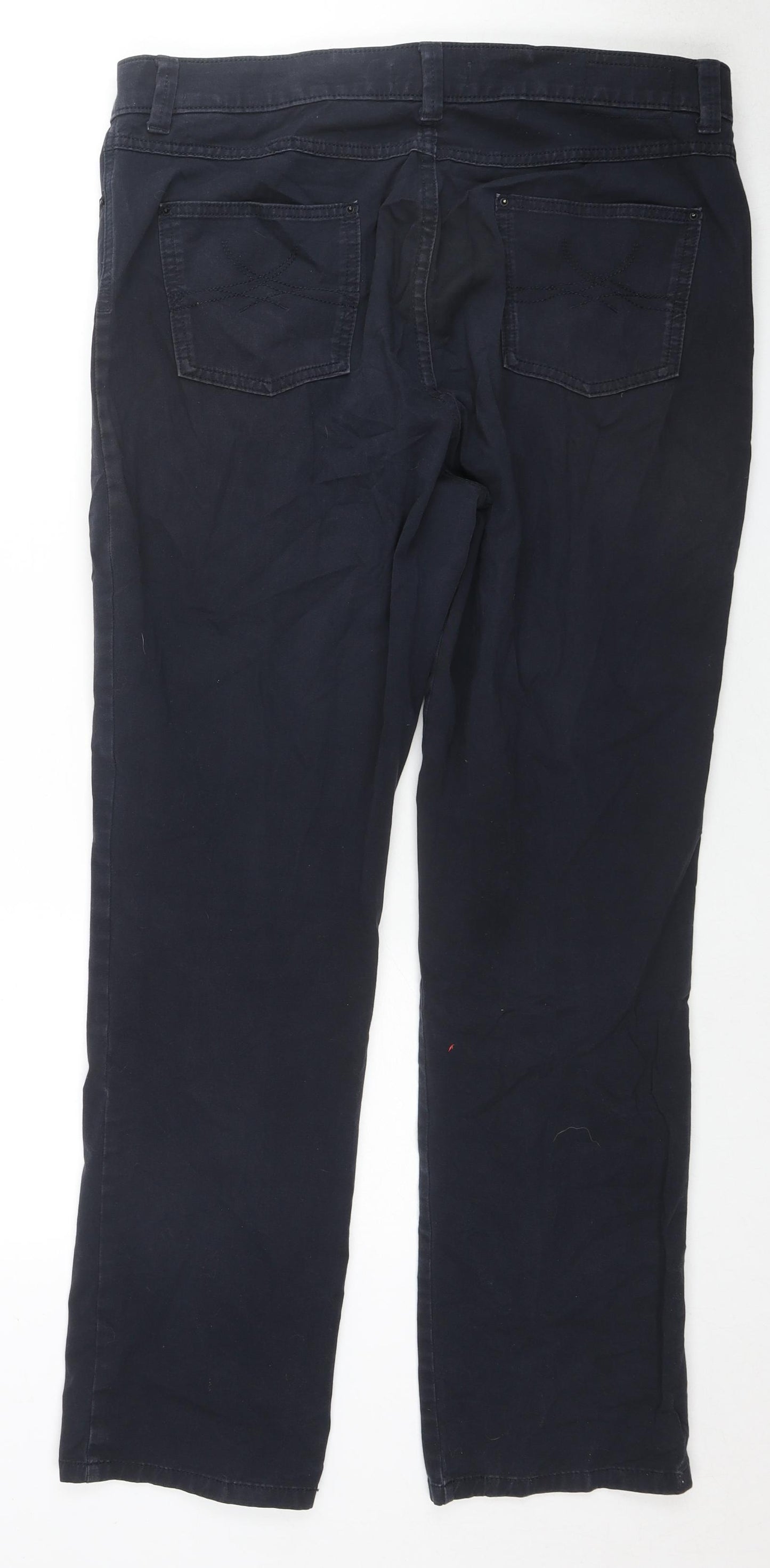 Marks and Spencer Womens Blue Cotton Straight Jeans Size 18 L30 in Regular Zip