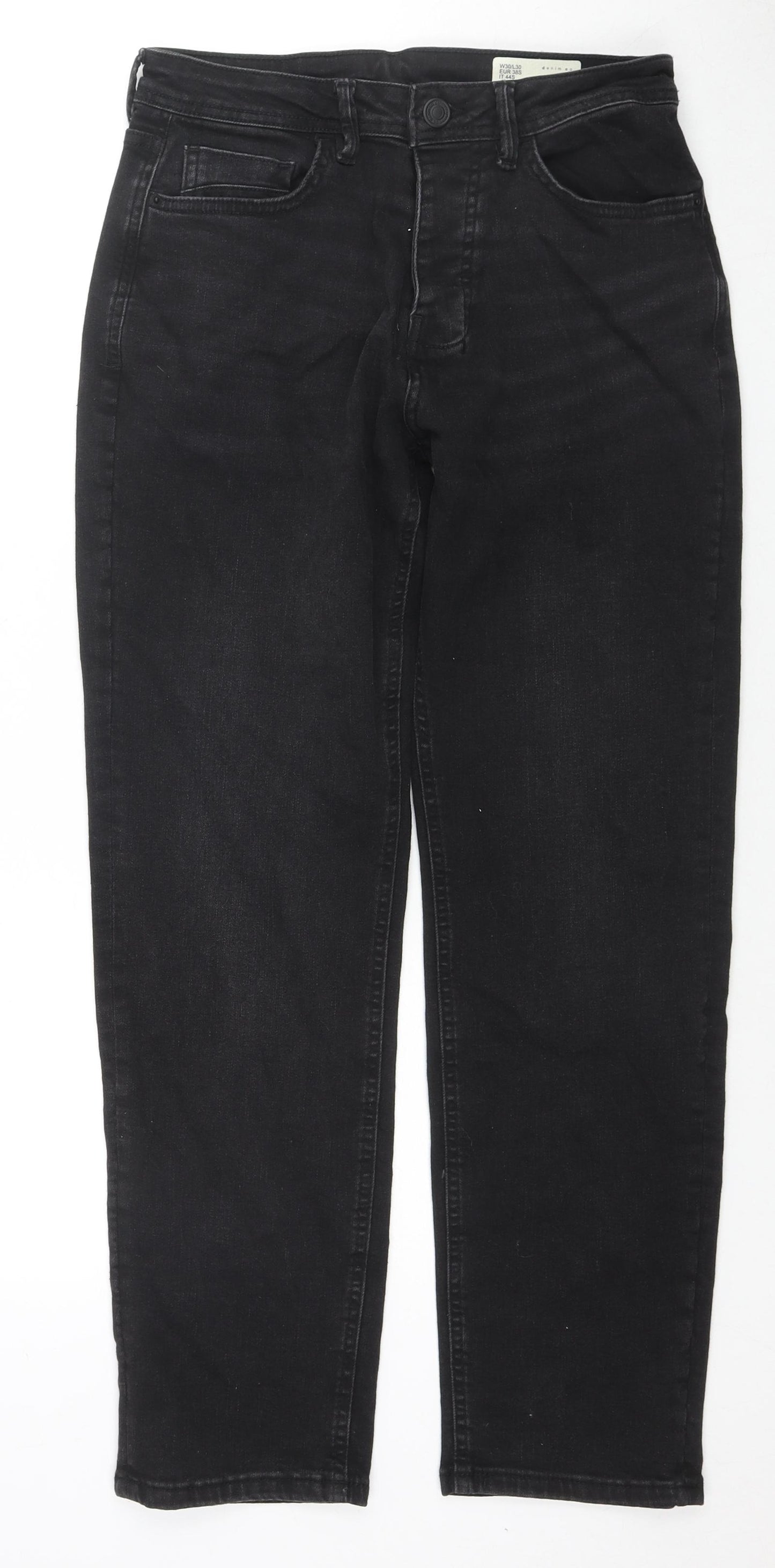 Denim & Co. Mens Blue Cotton Straight Jeans Size 30 in L30 in Regular Zip