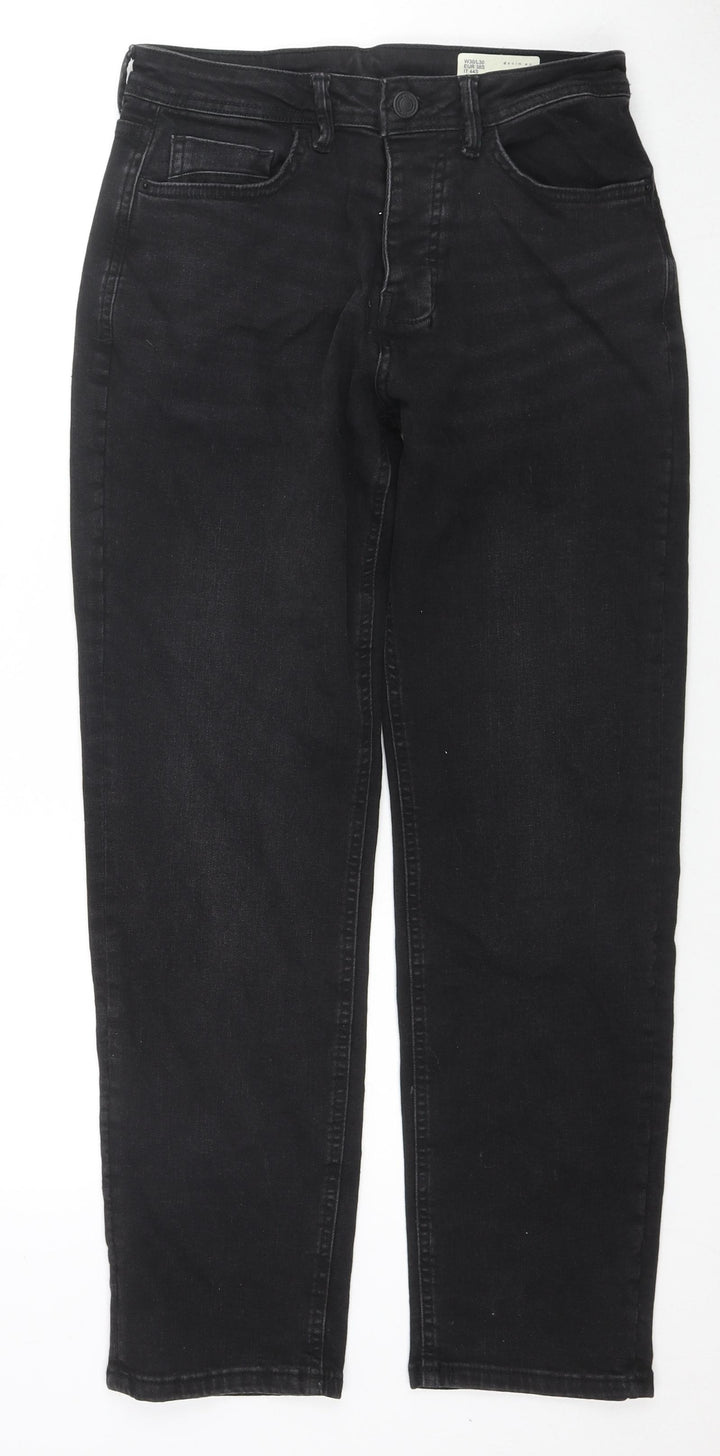 Denim & Co. Mens Blue Cotton Straight Jeans Size 30 in L30 in Regular Zip