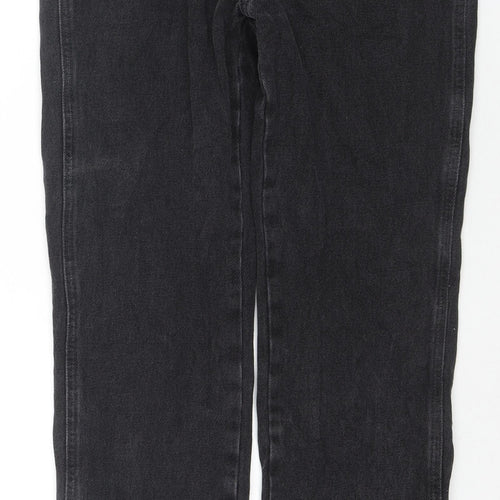 Denim & Co. Womens Black Cotton Straight Jeans Size 12 L30 in Regular Zip - Side Slit(s)
