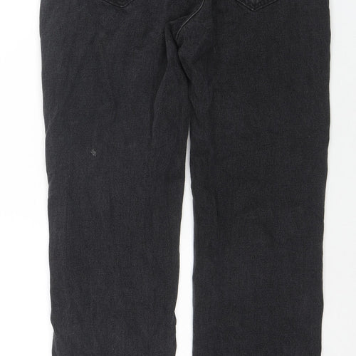 Denim & Co. Womens Black Cotton Straight Jeans Size 12 L30 in Regular Zip - Side Slit(s)