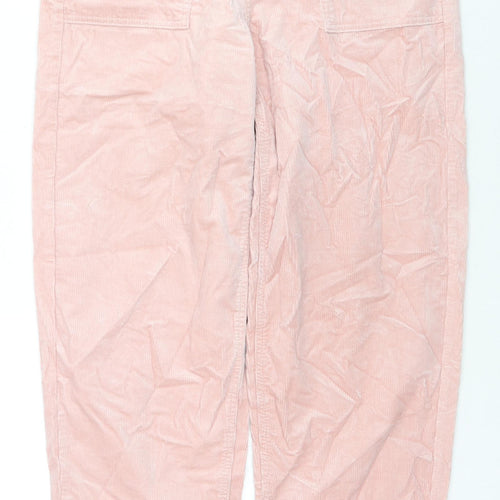 Per Una Womens Pink Cotton Trousers Size 10 L28 in Regular Zip