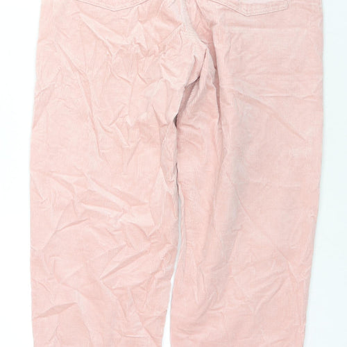 Per Una Womens Pink Cotton Trousers Size 10 L28 in Regular Zip