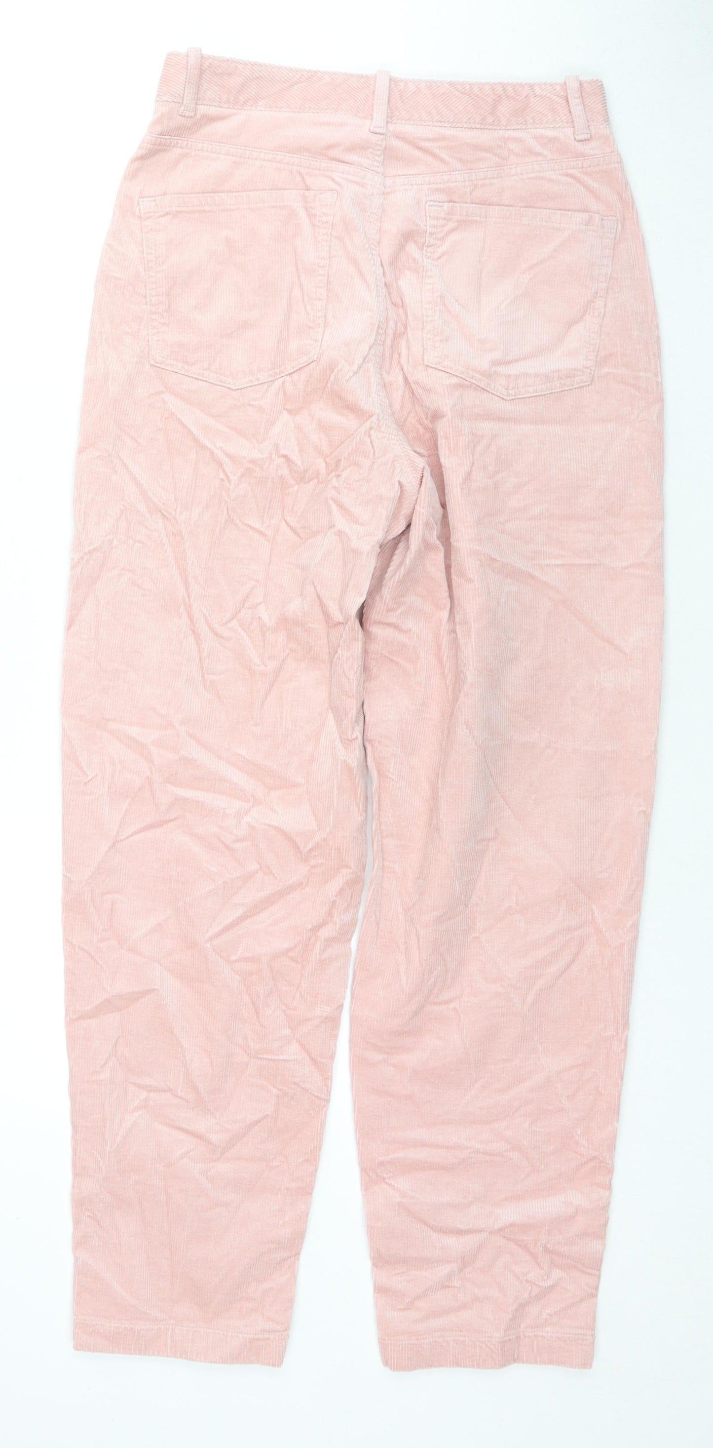 Per Una Womens Pink Cotton Trousers Size 10 L28 in Regular Zip