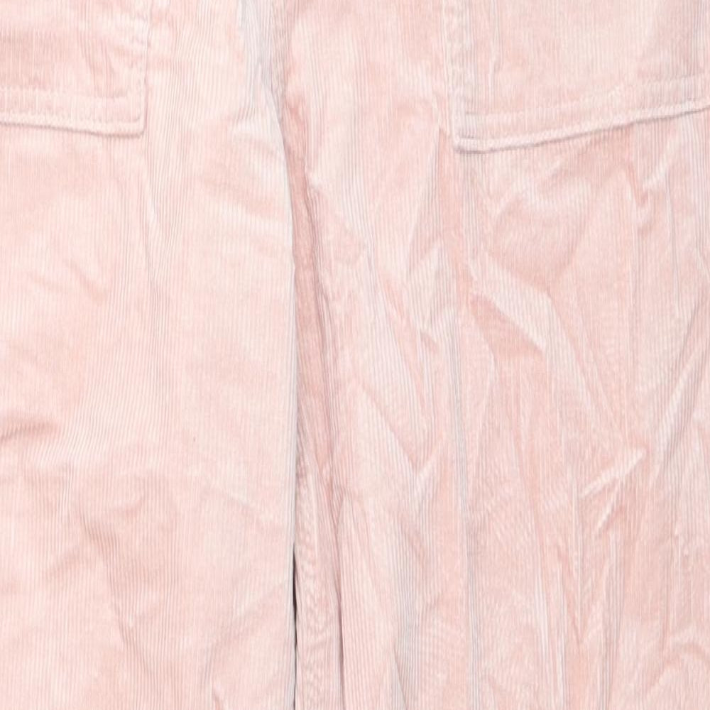 Per Una Womens Pink Cotton Trousers Size 10 L28 in Regular Zip