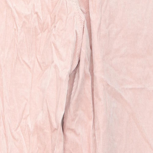 Per Una Womens Pink Cotton Trousers Size 10 L28 in Regular Zip