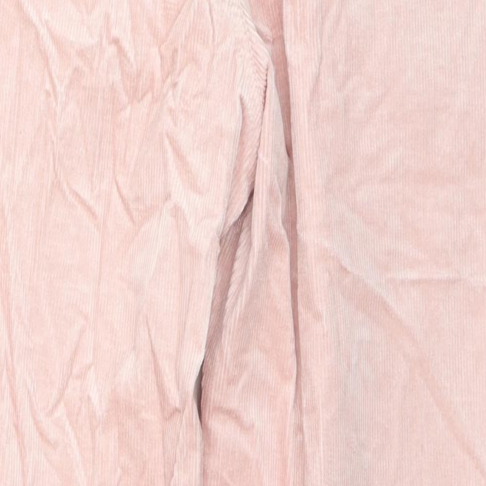 Per Una Womens Pink Cotton Trousers Size 10 L28 in Regular Zip