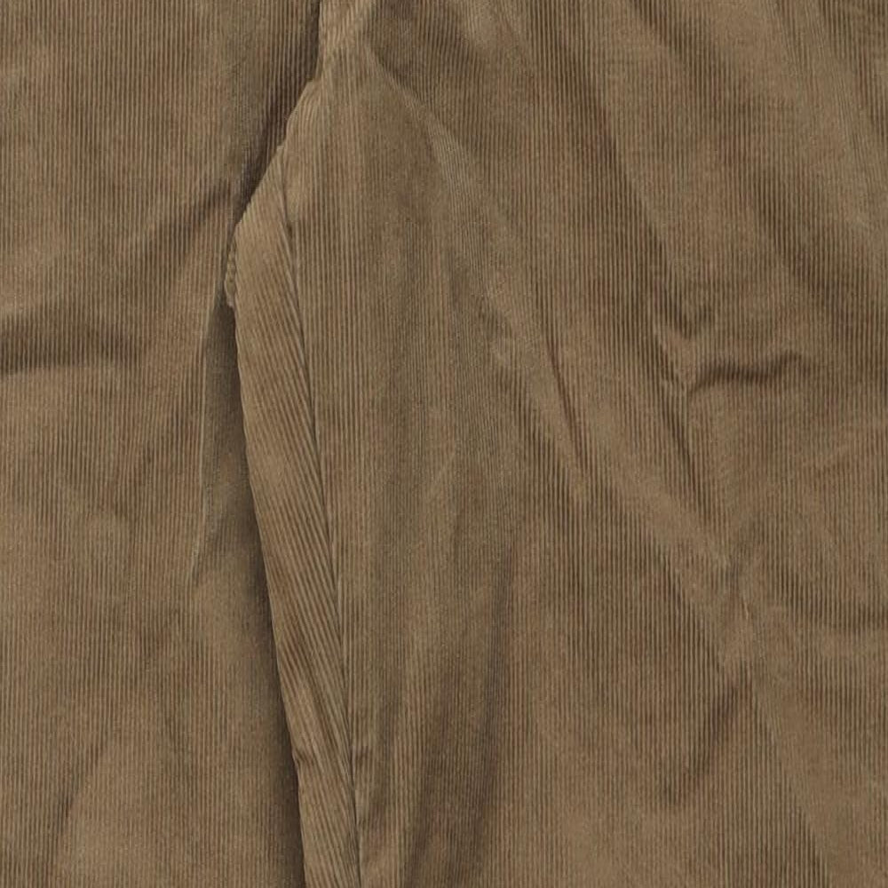 Marks and Spencer Mens Brown Cotton Trousers Size 34 in L31 in Regular Zip