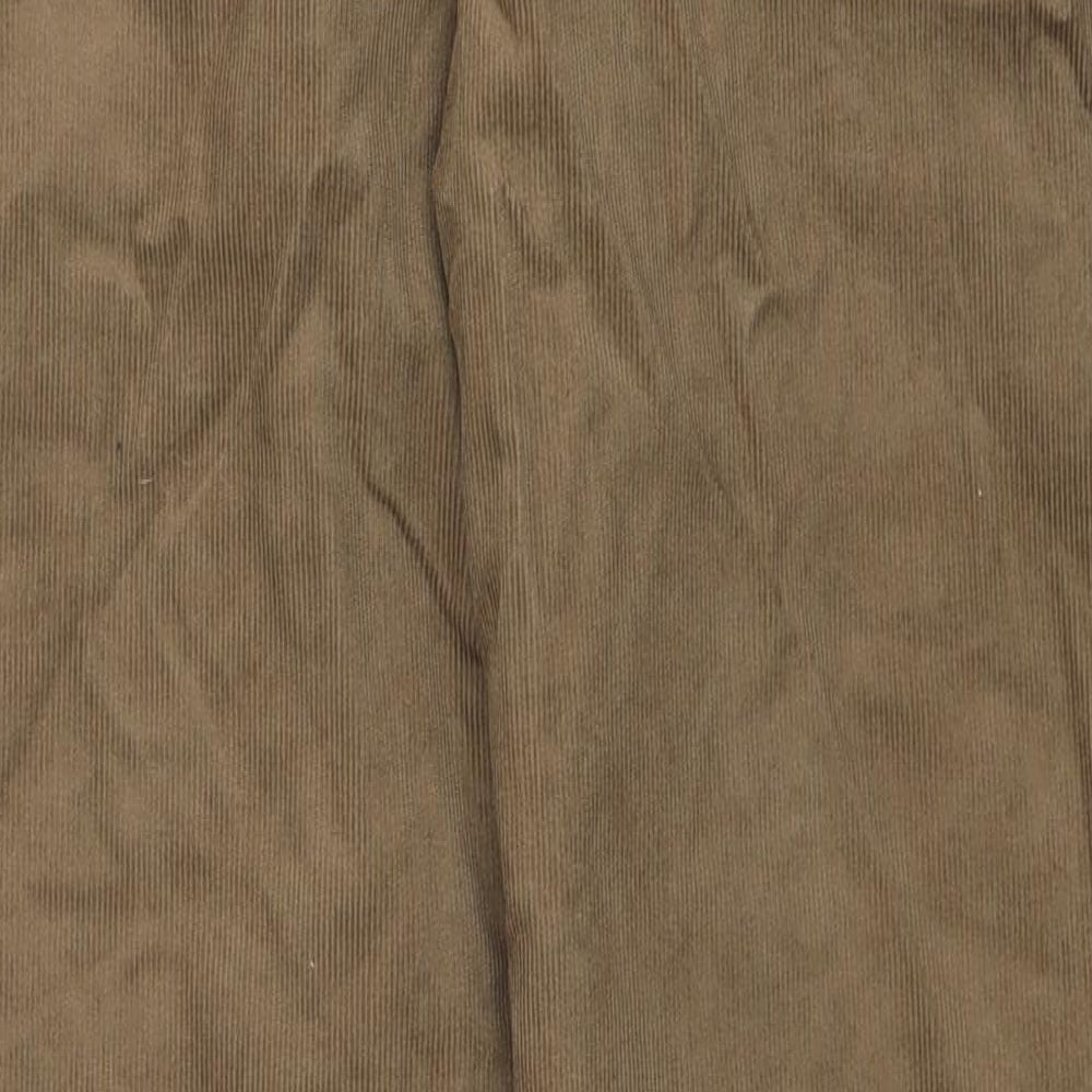 Marks and Spencer Mens Brown Cotton Trousers Size 34 in L31 in Regular Zip