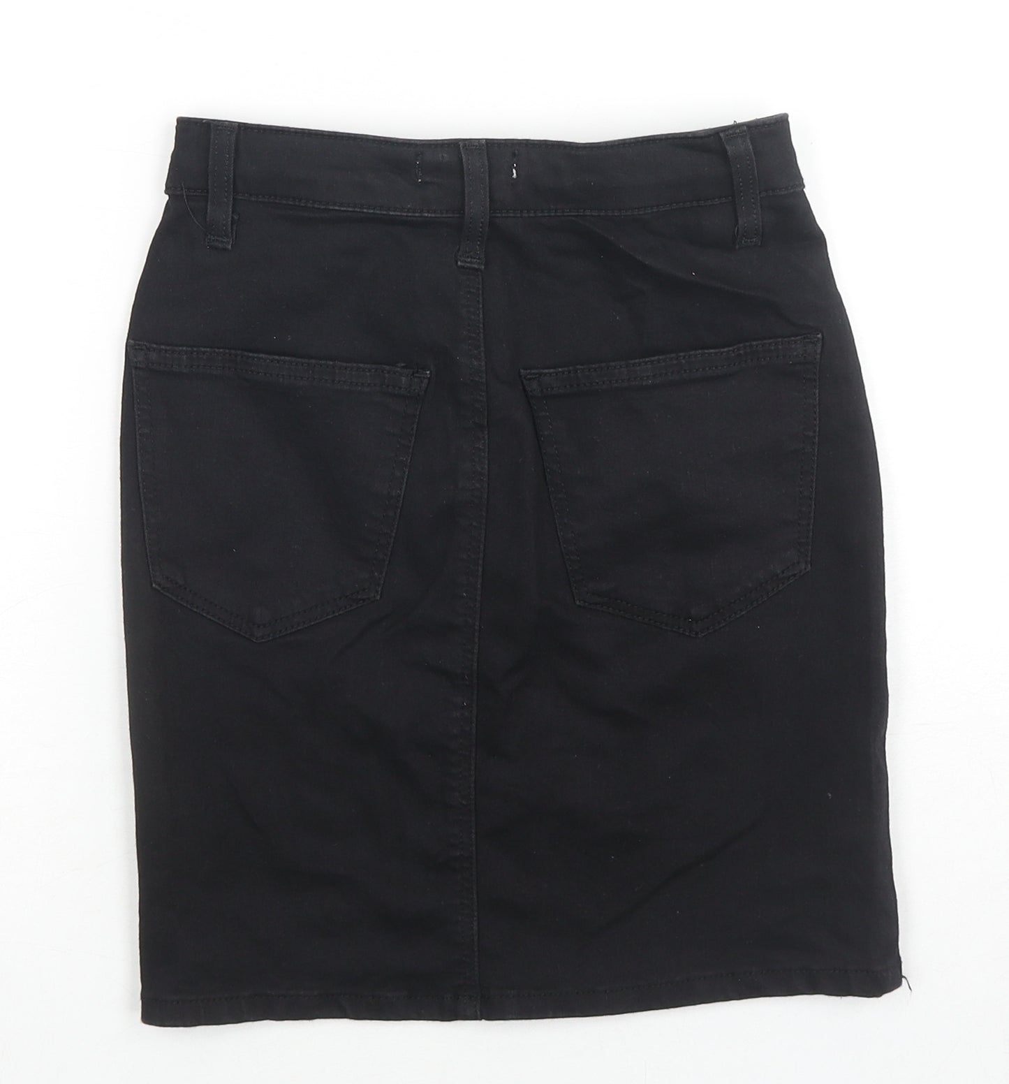 Topshop Womens Black Cotton A-Line Skirt Size 6 Zip