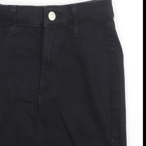 Topshop Womens Black Cotton A-Line Skirt Size 6 Zip