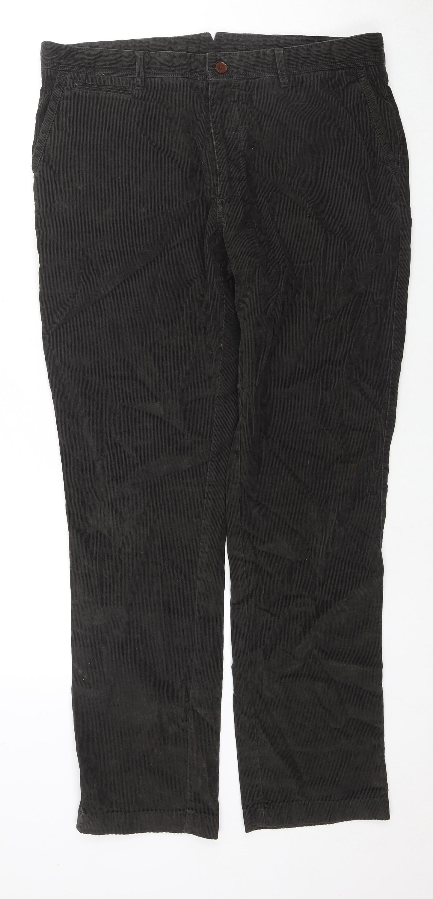 John Lewis Mens Brown Cotton Trousers Size 36 in L31 in Regular Zip