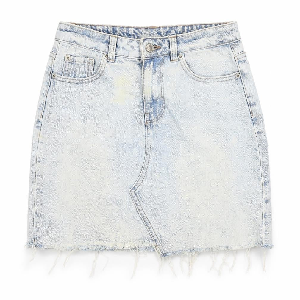 New Look Womens Blue Cotton A-Line Skirt Size 8 Zip
