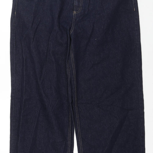 Marks and Spencer Womens Blue Cotton Wide-Leg Jeans Size 20 L30 in Regular Zip