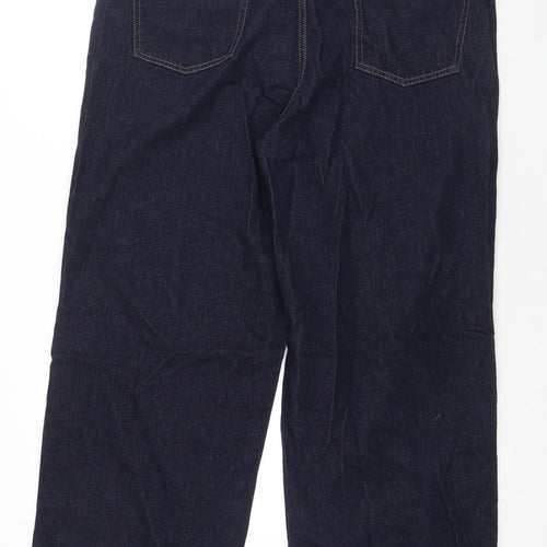 Marks and Spencer Womens Blue Cotton Wide-Leg Jeans Size 20 L30 in Regular Zip