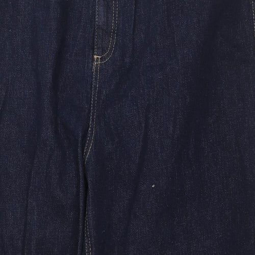Marks and Spencer Womens Blue Cotton Wide-Leg Jeans Size 20 L30 in Regular Zip