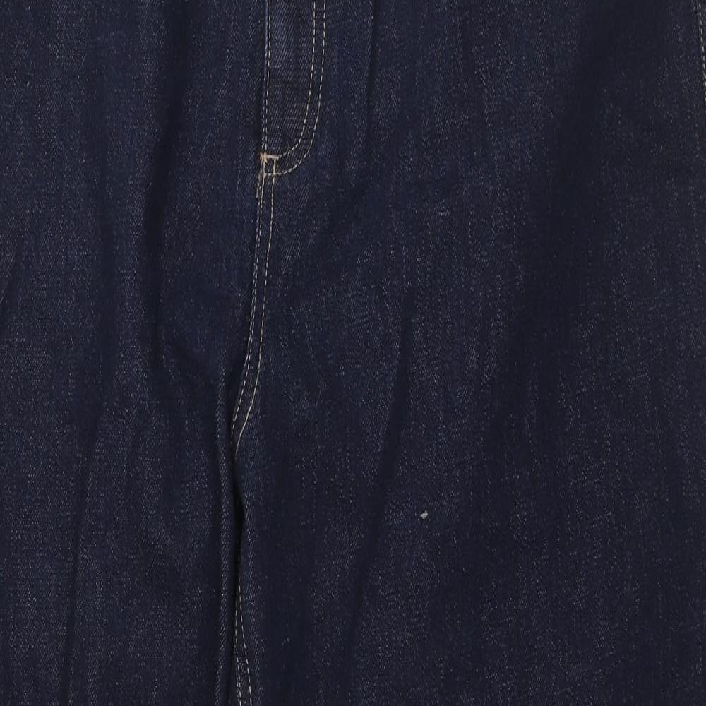Marks and Spencer Womens Blue Cotton Wide-Leg Jeans Size 20 L30 in Regular Zip