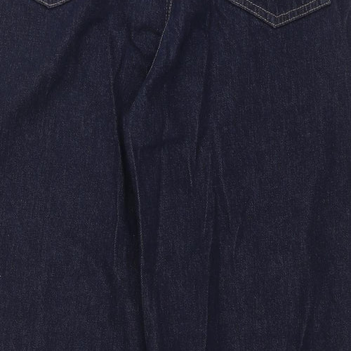 Marks and Spencer Womens Blue Cotton Wide-Leg Jeans Size 20 L30 in Regular Zip
