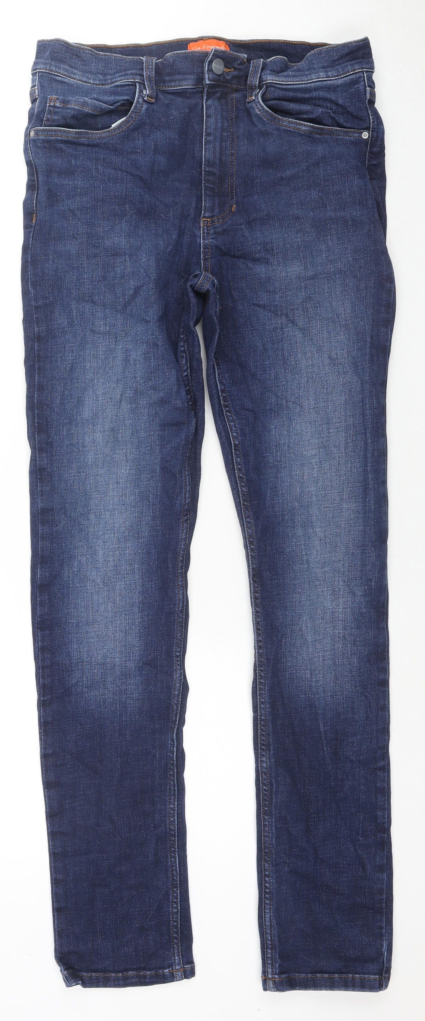 Yes Friends. Mens Blue Cotton Skinny Jeans Size 32 in L30 in Regular Zip