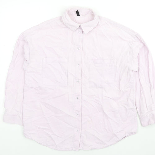 Divided by H&M Womens Pink Cotton Basic Button-Up Size XS Collared
