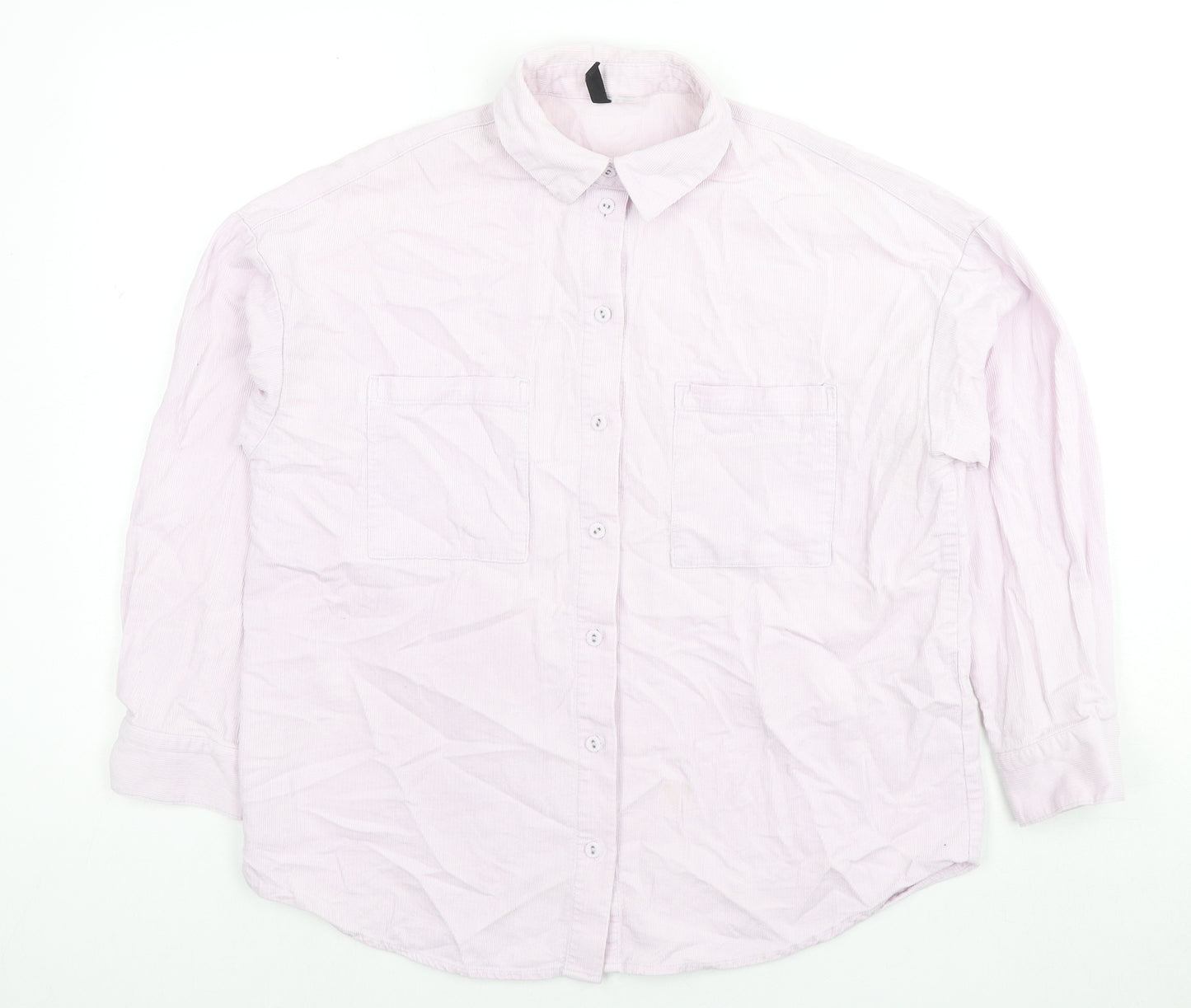Divided by H&M Womens Pink Cotton Basic Button-Up Size XS Collared