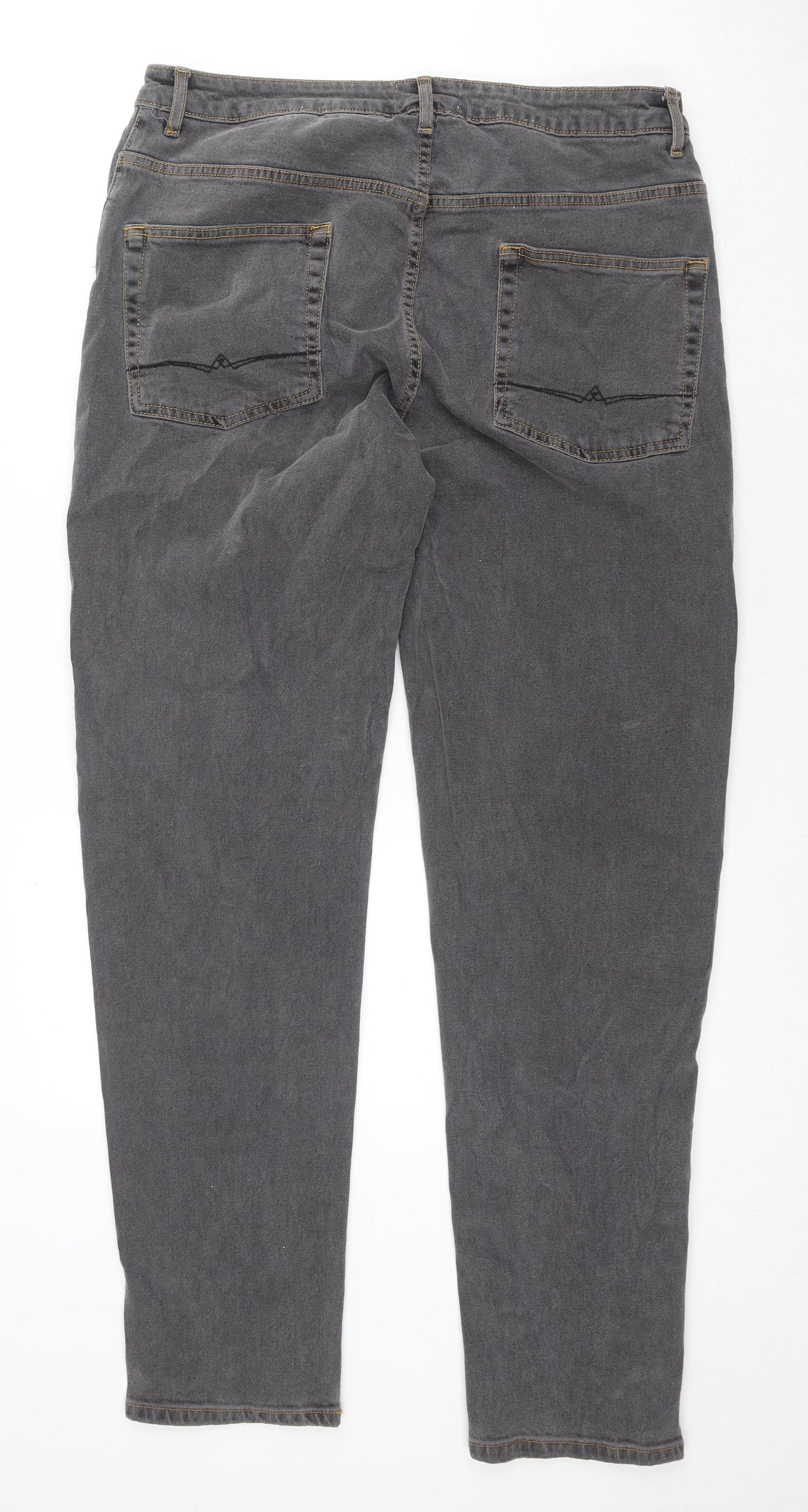 ASOS Mens Grey Cotton Tapered Jeans Size 36 in L36 in Regular Zip