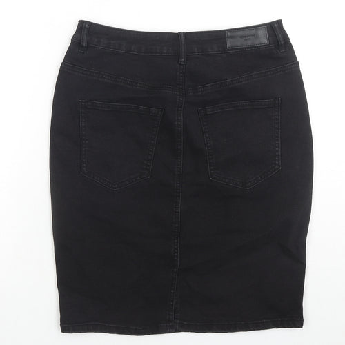 VERO MODA Womens Black Cotton A-Line Skirt Size M Zip