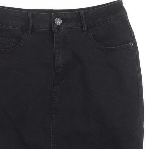 VERO MODA Womens Black Cotton A-Line Skirt Size M Zip