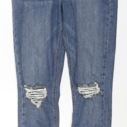 Topshop Womens Blue Cotton Skinny Jeans Size 28 L30 in Regular Zip