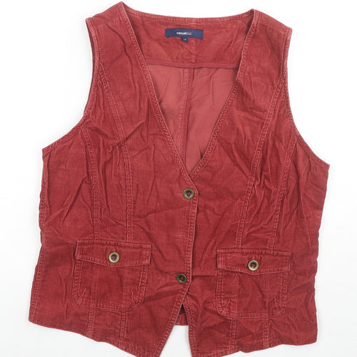 Casual Club Womens Red Gilet Waistcoat Size 14 Button