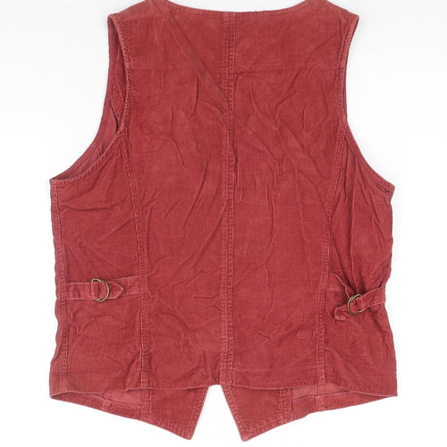 Casual Club Womens Red Gilet Waistcoat Size 14 Button