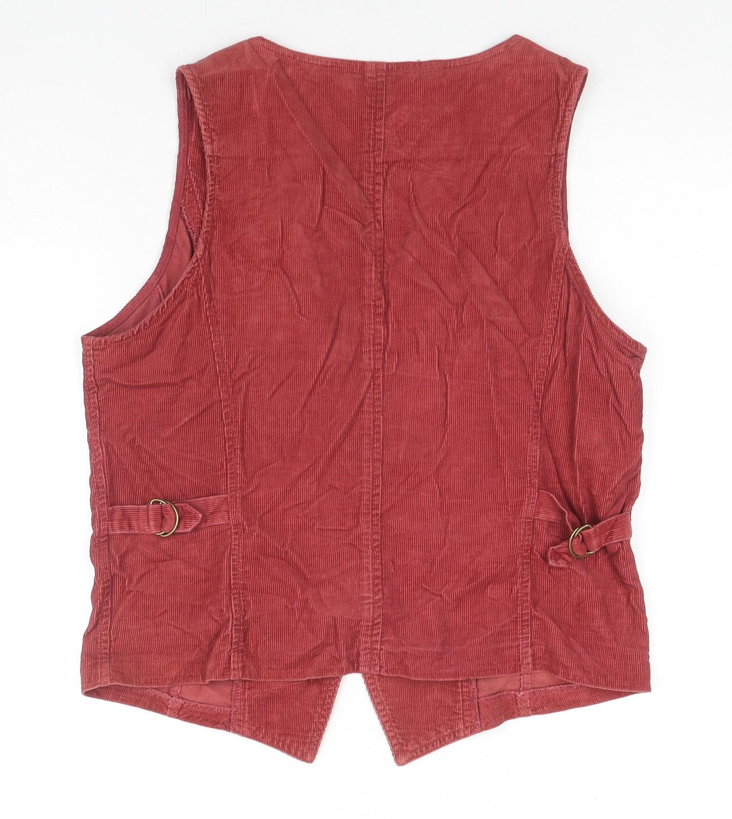 Casual Club Womens Red Gilet Waistcoat Size 14 Button