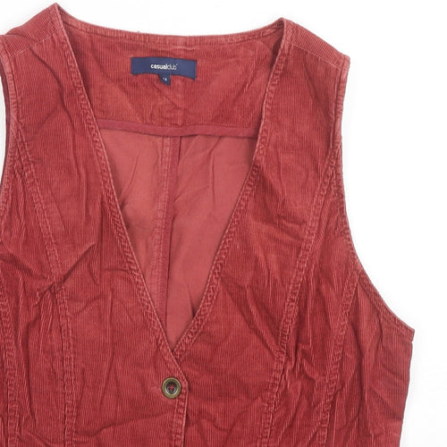 Casual Club Womens Red Gilet Waistcoat Size 14 Button