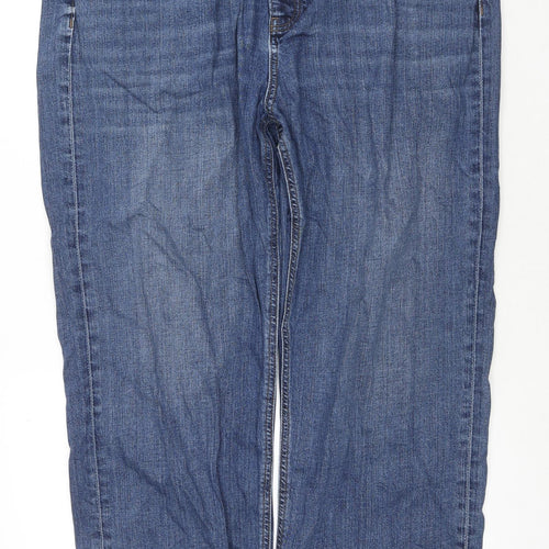 Marks and Spencer Womens Blue Cotton Boyfriend Jeans Size 20 L28 in Regular Zip