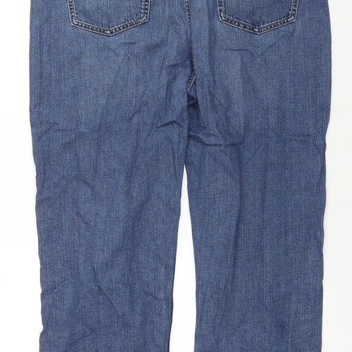 Marks and Spencer Womens Blue Cotton Boyfriend Jeans Size 20 L28 in Regular Zip